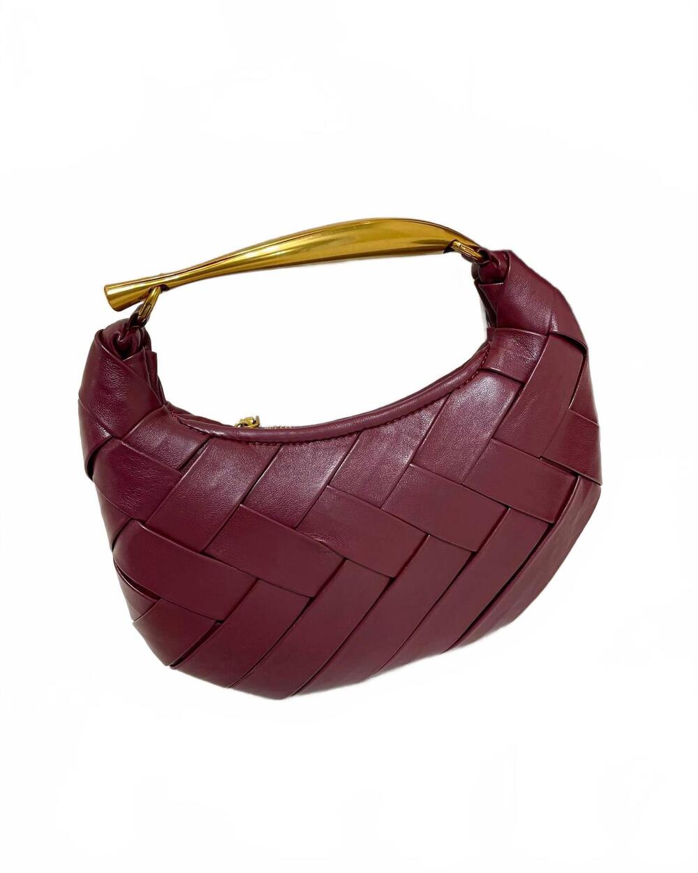 NEW URBAN EXPRESSIONS women's kelsey faux leather woven crossbody handbag in bur